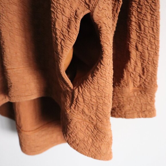 Lululemon Rippled Brown Sz 8 V-Neck Oversized High/Low Cotton Pullover Sweater - Picture 8 of 14